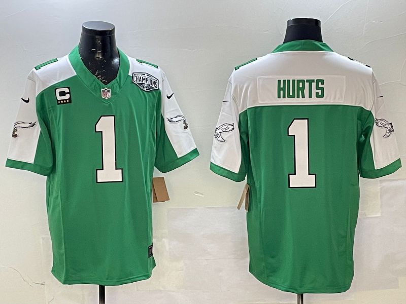 Men Philadelphia Eagles #1 Hurts Green Thanksgiving three generations 2025 Nike Limited NFL Jersey style 1->toronto blue jays->MLB Jersey